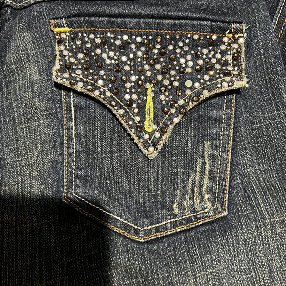 Miss O&Y Women's Embellished Denim Jeans With Rhinestone Pocket Detailing - Picture 8 of 11